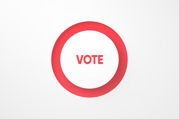 Online voting concept. Push button with the word vote on white background.