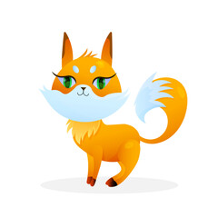 Cute cartoon fox on white background. For nature concepts, children s books illustrating, printing materials Vector illustration with simple gradients. EPS