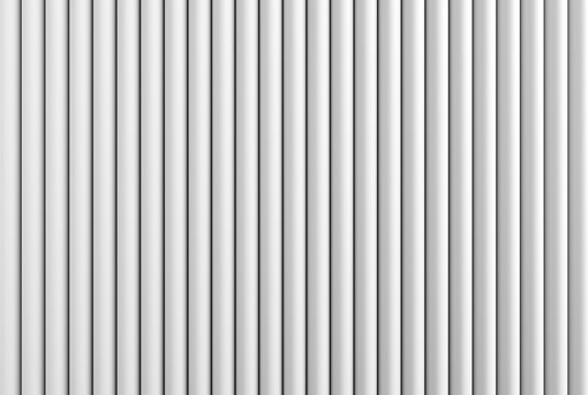 White abstract background with cylinder curve pattern or vertical plastic pipe stripes texture.