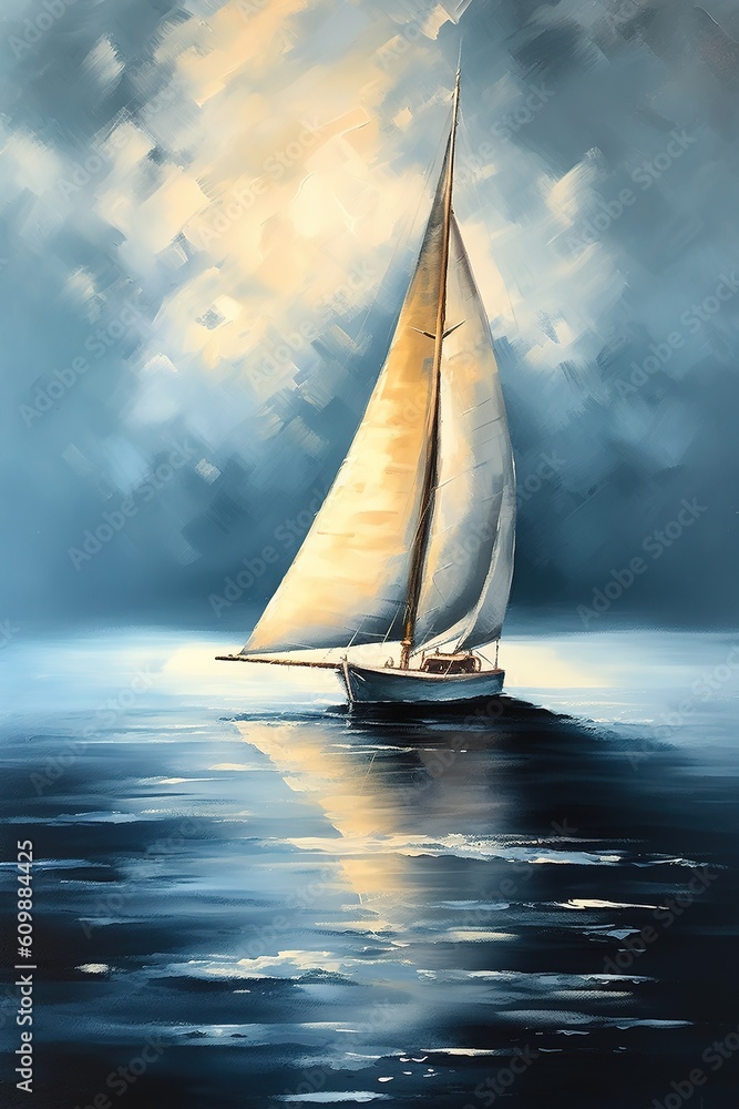 Poster an example of a sailboat sailing across the ocean generative ai