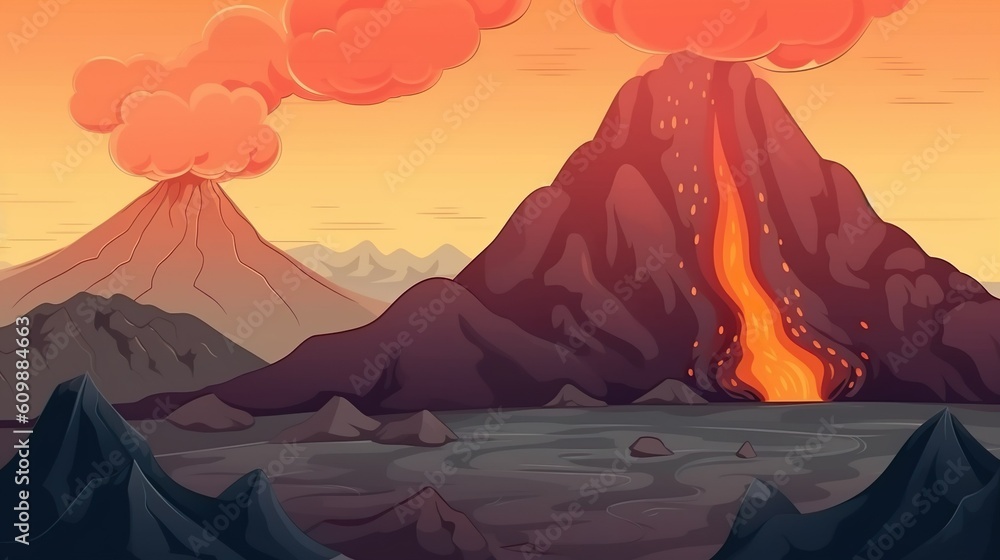 Poster background the top of the volcano. the peak of the volcano with an extraordinary banner design featu