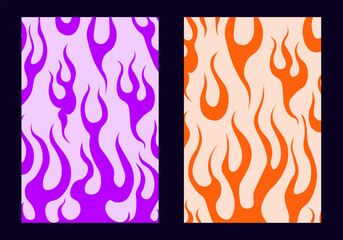 Y2k flame retro abstract background of the 00s-90s. fire tribal. Groovy psychedelic style. Vector illustration in simple linear style EPS