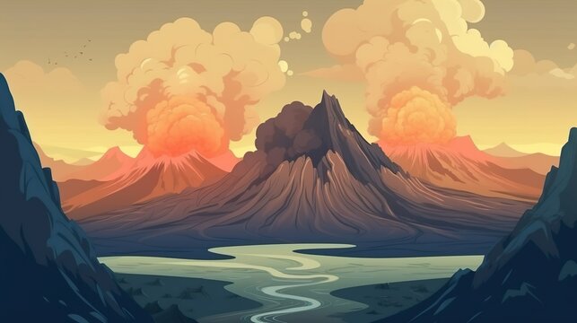 Background the top of the volcano. The pinnacle of the volcano with a stunning banner design, showcasing an abstract background and crafted illustration. Generative AI.