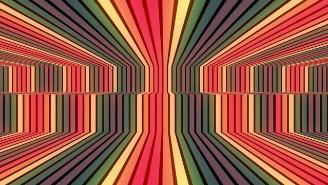 abstract 4k retro lines shapes with vintage colors like old rainbow with glowing and camera move