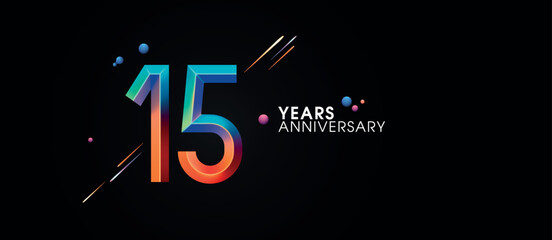 15 years anniversary vector icon, symbol, logo. Graphic background or card