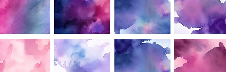 Set of colorful Abstract water color art hand paint background. Generative AI