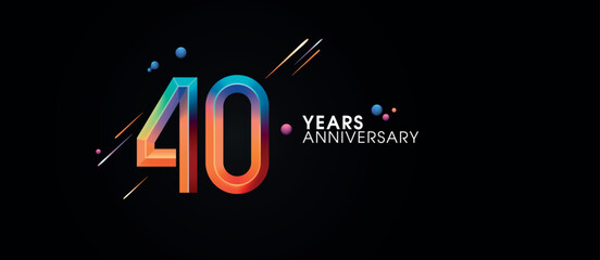 40 years anniversary vector icon, symbol, logo. Graphic background or card