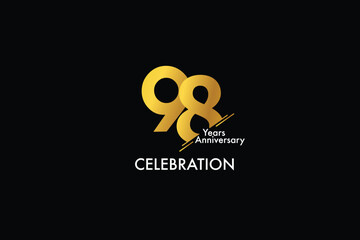 98th, 98 years, 98 year anniversary gold color on black background abstract style logotype. anniversary with gold color isolated on black background, vector design for celebration vector