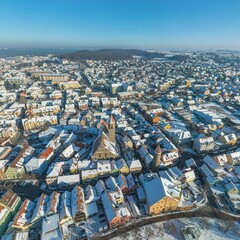 Ausblick auf das winterlich verschneite Gunzenhausen in Mittelfranken
