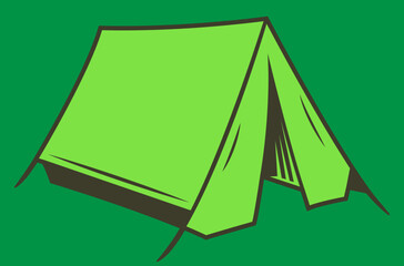 green tent for tourism vector illustration