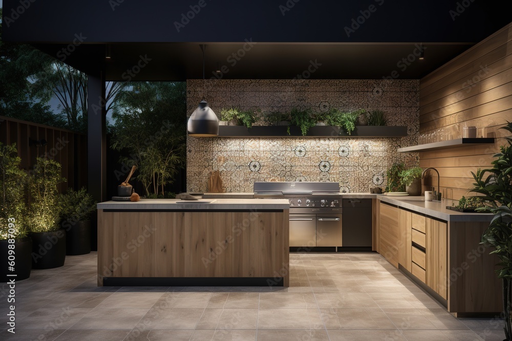 Poster a cooking space consisting of a stove top oven in close proximity to a sink generative ai