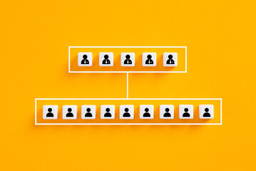 Company hierarchical organizational chart. Company structure with top management and employees.