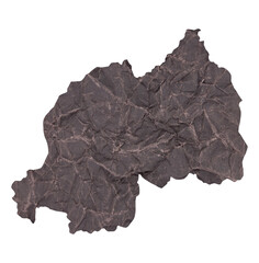 map of Rwanda on old dark crumpled grunge paper