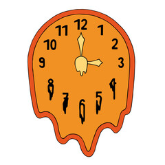 A clock that seems to melt down. The concept of fluidity of time, transience of life. Lack of time.	