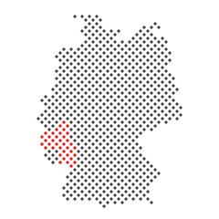 Bundesland Rheinland-Pfalz: Karte von Deutschland aus Punkten mit Markierung