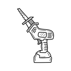 Sabre saw icon. Reciprocating doodle, outline, and outline style