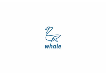 Template logo design solution with simple whale line art image