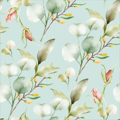 Beautiful watercolor flower seamless pattern