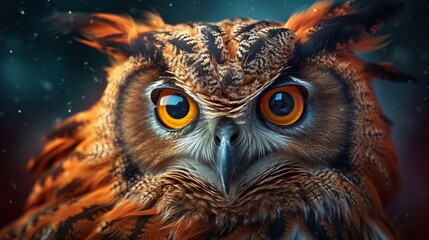 Owl Wallpaper 4K, Digital Art, Dark background