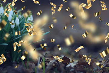 spring background flowers holiday falling confetti