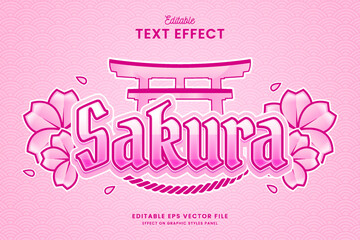 decorative editable sakura text effect vector design © OreNyee
