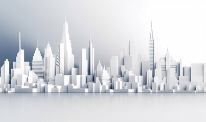 A skyline of a metropoly in 3d minimal style - ai generative - obrazy, fototapety, plakaty