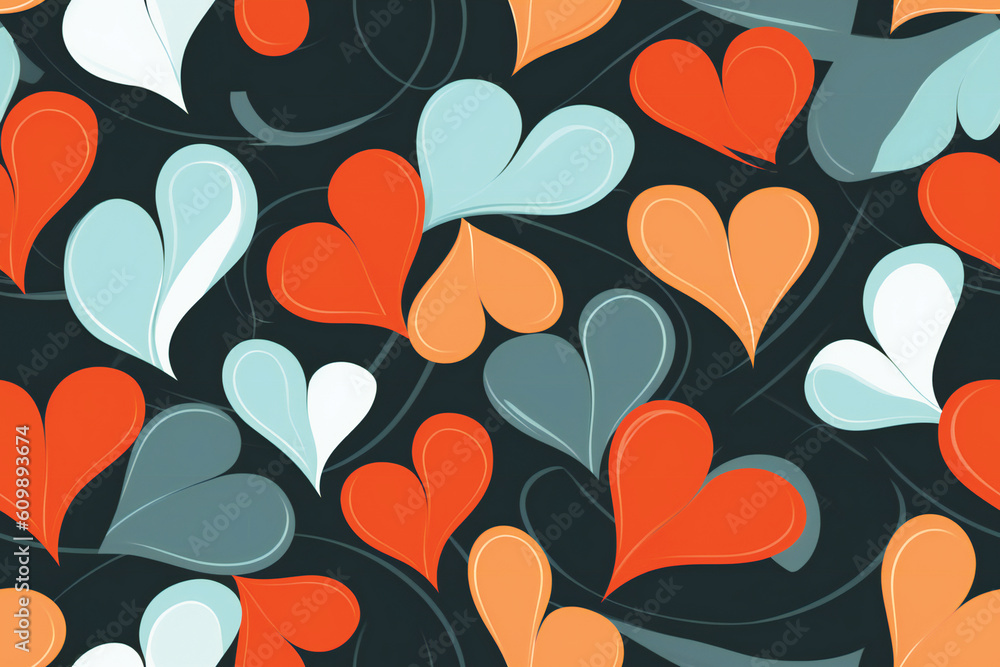 Poster stylized heart shape pattern. seamless design. created with generative ai technology.