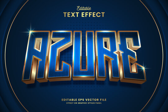 decorative azure golden editable text effect vector design