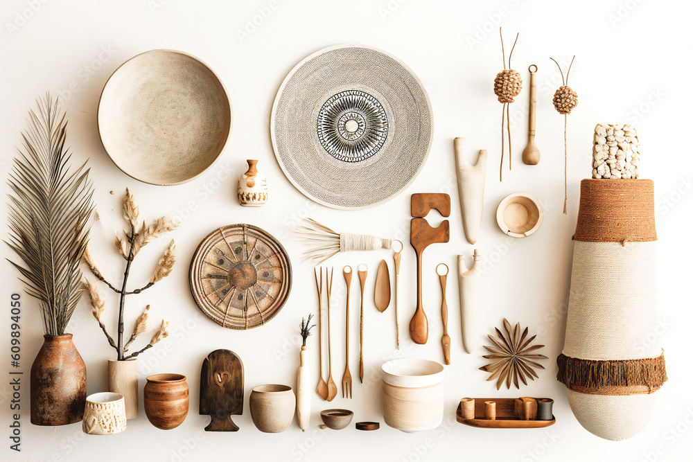 Poster simple stylish boho elements background. created with generative ai technology.