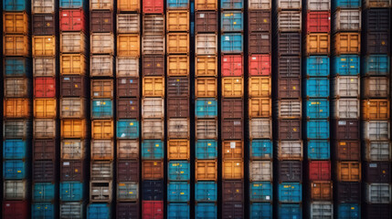Obraz premium colorful old containers on port. shipping concept. generative ai