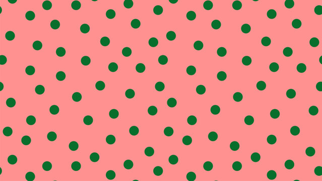 Green dots on pink background pattern. Vector seamless wallpaper.
