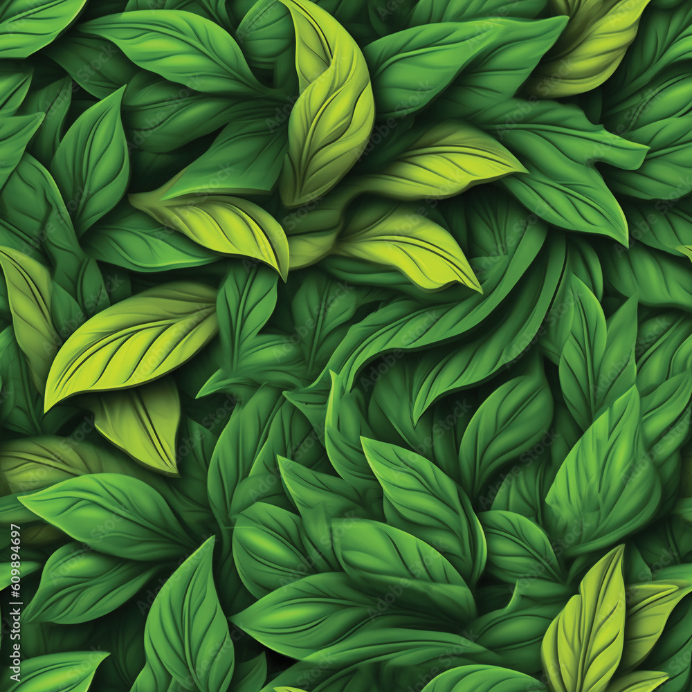 Poster 3d green leaves nature concept. seamless pattern. created with generative ai technology.