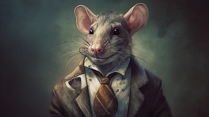 rat banker bad politician caricature, greed anger business concept. generative ai - obrazy, fototapety, plakaty