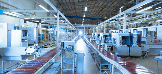 Conveyor belts and machinery in factory