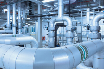Network of pipes in factory