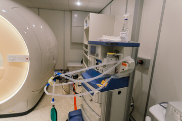 Computed tomography scanner in hospital laboratory. Health care, medical technology