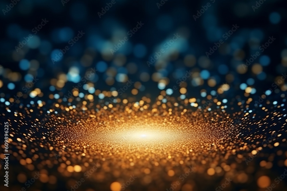 Poster abstract background with star-shaped and gold particle.celebration concepts. generative ai.