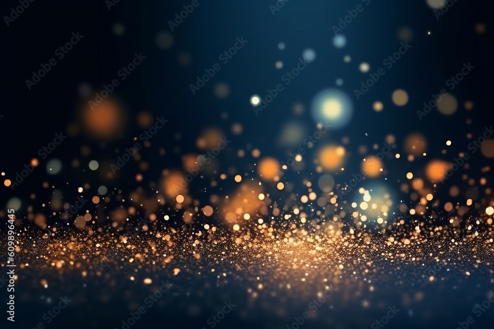 Poster abstract background with star-shaped and gold particle.celebration concepts. generative ai.
