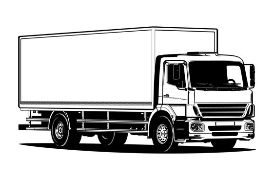 recommend clip art: Delivery cargo truck outline template isolated on transparency background. PNG format
