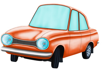 Obraz na płótnie Canvas Retro car with big headlights and bizarre shapes