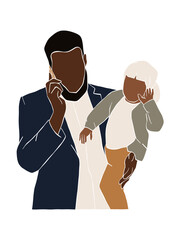 Abstract father with baby illustration. Vector illustration.