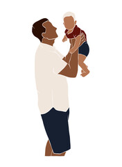 Abstract father with baby illustration. Vector illustration.