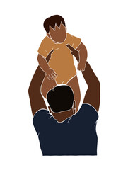 Abstract father with baby illustration. Vector illustration.