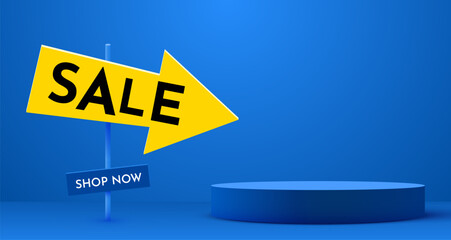 Colorful discount sale podium. Special offer composition.