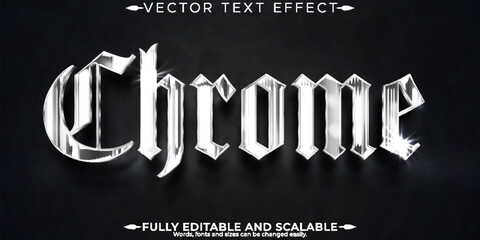 Chrome text effect, editable metallic and shiny text style