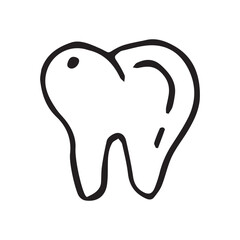 tooth. doodle art. in black and white and red. on a white background. icons. easy drawing. the medicine.