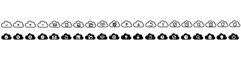 Cloud service icon vector set. data store illustration sign collection. internet symbol or logo.