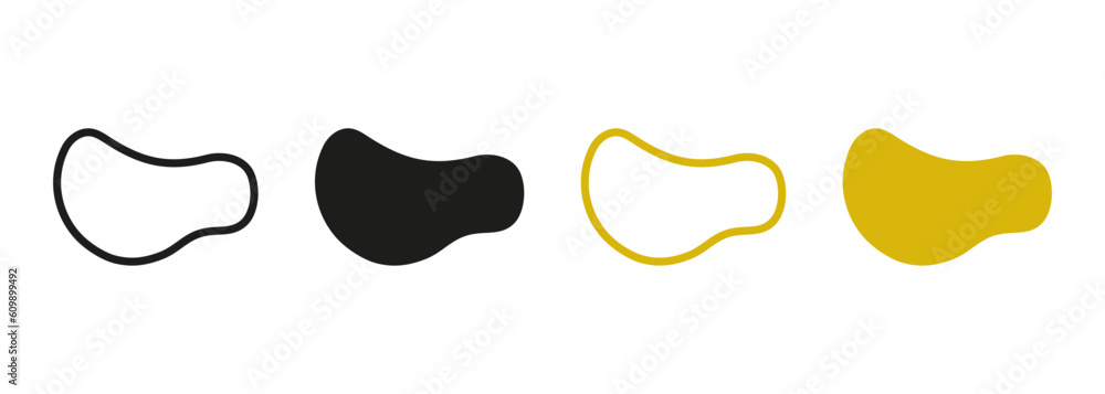 Poster organic abstract blob shape. random blotch line and silhouette set. simple irregular smooth black an