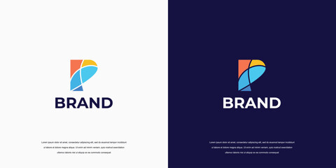 modern letter E abstract logo template, colorful, letter P logo for technology brand identity symbol mark design