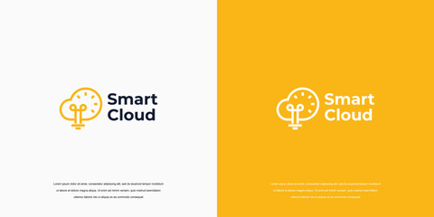 Fototapeta na wymiar Smart Cloud Abstract, line art style